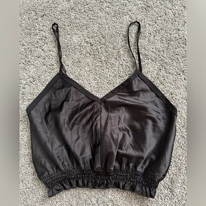 Zara Crop Satin Ruched Top